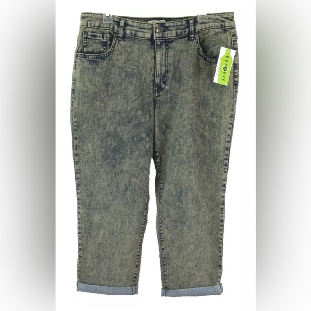 LOGO Lori Goldstein Sun Faded Boyfriend Jeans 14P Blue Cuffed A455190 Women - Picture 5 of 7